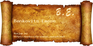 Benkovits Emese névjegykártya